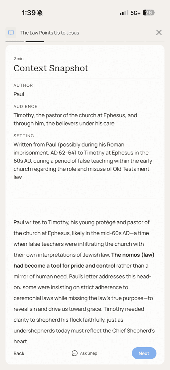 Devotional context snapshot with scripture study